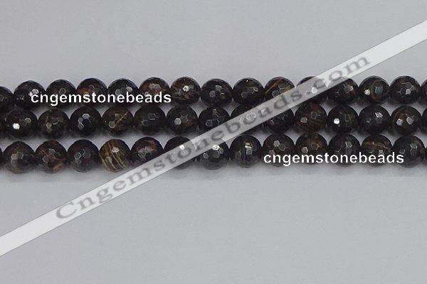 COB688 15.5 inches 12mm faceted round golden black obsidian beads