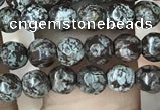 COB690 15.5 inches 4mm faceted round Chinese snowflake obsidian beads