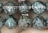 COB692 15.5 inches 8mm faceted round Chinese snowflake obsidian beads