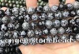 COB762 15.5 inches 12mm round snowflake obsidian beads wholesale