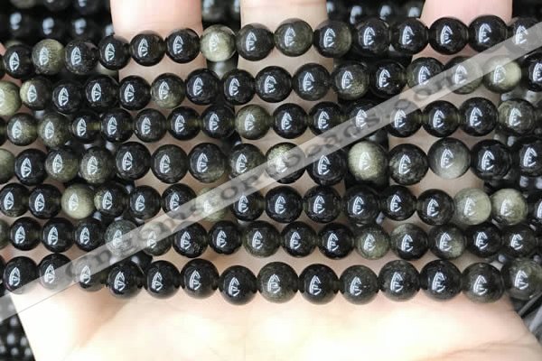 COB766 15.5 inches 6mm round golden obsidian beads wholesale