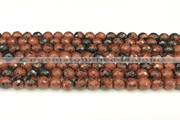 COB775 15 inches 6mm faceted round mahogany obsidian beads