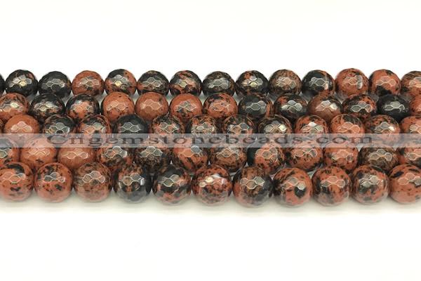 COB777 15 inches 10mm faceted round mahogany obsidian beads