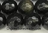 COB786 15 inches 8mm faceted round golden obsidian beads