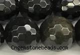 COB788 15 inches 12mm faceted round golden obsidian beads