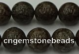 COB805 15.5 inches 14mm round red snowflake obsidian beads