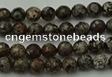 COB810 15.5 inches 4mm faceted round red snowflake obsidian beads