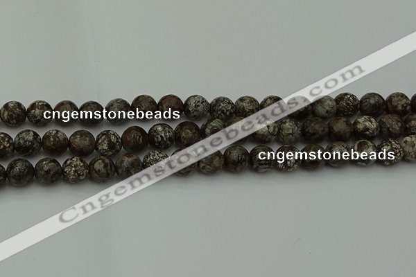 COB813 15.5 inches 10mm faceted round red snowflake obsidian beads