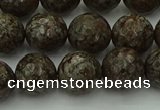 COB814 15.5 inches 12mm faceted round red snowflake obsidian beads