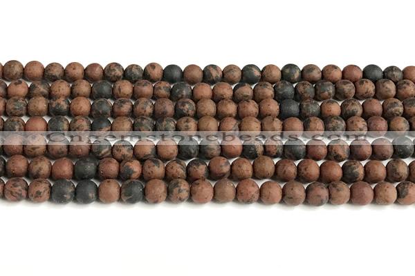 COB821 15 inches 6mm round matte mahogany obsidian beads