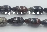 COJ08 15.5 inches 10*20mm teardrop blood jasper gemstone beads