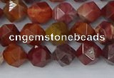 COJ1001 15.5 inches 6mm faceted nuggets red porcelain jasper beads