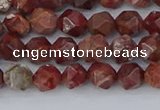 COJ1006 15.5 inches 6mm faceted nuggets pomegranate jasper beads