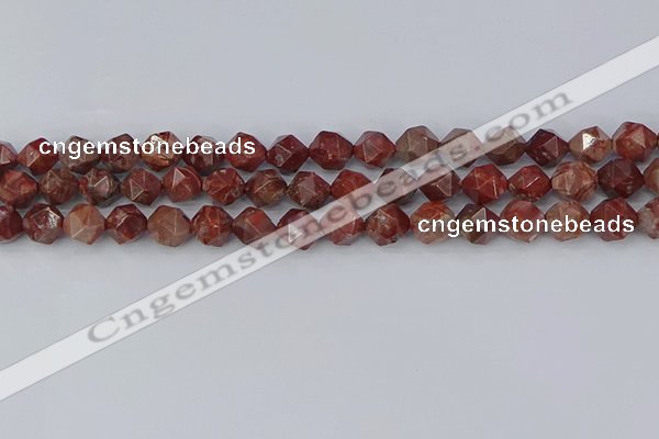 COJ1007 15.5 inches 8mm faceted nuggets pomegranate jasper beads