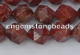 COJ1008 15.5 inches 10mm faceted nuggets pomegranate jasper beads