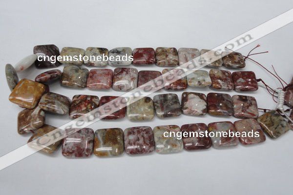 COJ216 15.5 inches 20*20mm square blood stone beads wholesale