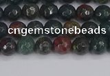 COJ310 15.5 inches 4mm faceted round Indian bloodstone beads