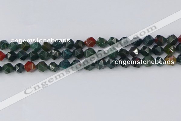 COJ321 15.5 inches 8mm faceted nuggets Indian bloodstone beads