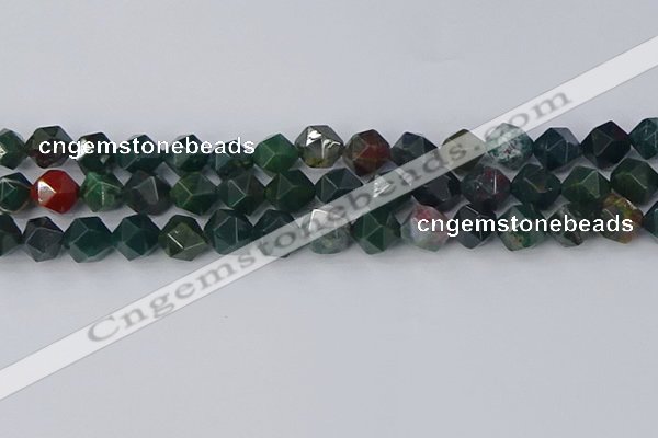 COJ322 15.5 inches 10mm faceted nuggets Indian bloodstone beads