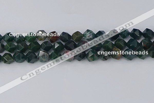 COJ323 15.5 inches 12mm faceted nuggets Indian bloodstone beads