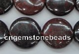 COJ35 15.5 inches 22mm flat round blood jasper gemstone beads