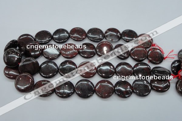 COJ35 15.5 inches 22mm flat round blood jasper gemstone beads