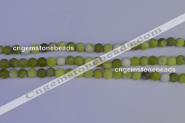 COJ402 15.5 inches 8mm round matte olive jade beads wholesale