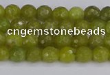 COJ408 15.5 inches 4mm faceted round olive jade beads