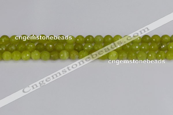 COJ410 15.5 inches 8mm faceted round olive jade beads