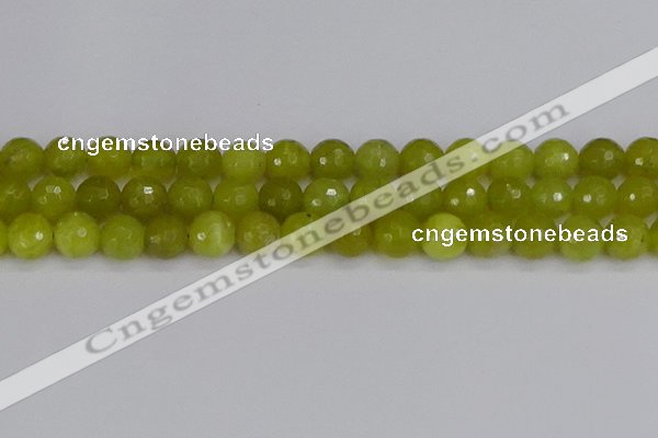 COJ412 15.5 inches 12mm faceted round olive jade beads