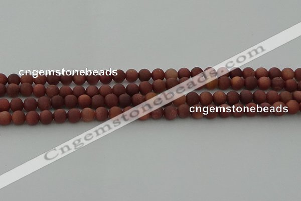 COJ471 15.5 inches 6mm round matte African blood jasper beads