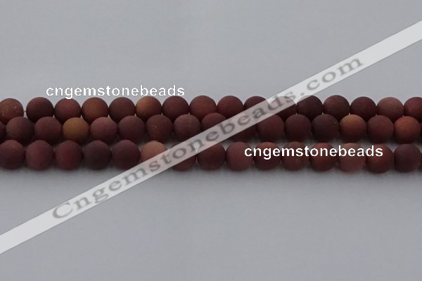 COJ473 15.5 inches 10mm round matte African blood jasper beads