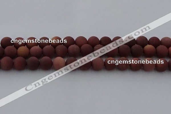 COJ474 15.5 inches 12mm round matte African blood jasper beads