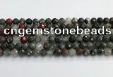 COJ485 15.5 inches 8mm faceted round blood jasper beads wholesale