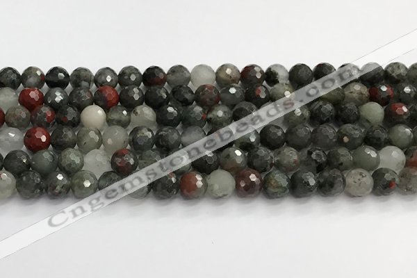 COJ486 15.5 inches 10mm faceted round blood jasper beads wholesale