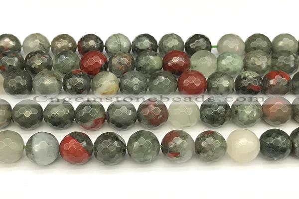 COJ498 15 inches 12mm faceted round blood jasper beads