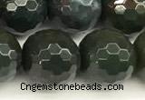 COJ503 15 inches 12mm faceted round Indian bloodstone jasper beads