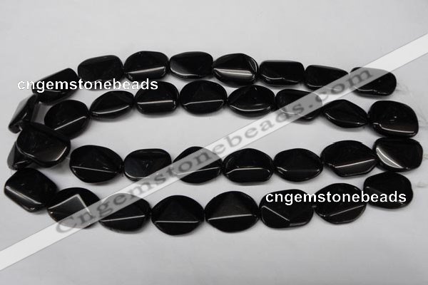 CON106 15.5 inches 18*25mm cut oval black onyx gemstone beads
