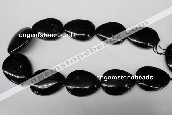 CON55 15.5 inches 30*40mm flat teardrop black onyx gemstone beads