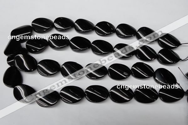 CON58 15.5 inches 18*25mm twisted oval black onyx gemstone beads