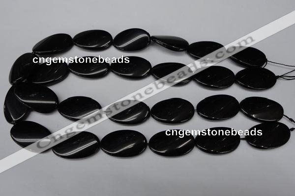 CON59 15.5 inches 18*30mm twisted oval black onyx gemstone beads