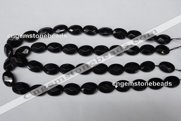 CON65 15.5 inches 13*18mm faceted oval black onyx gemstone beads