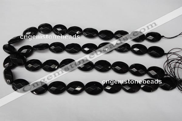 CON66 15.5 inches 15*20mm faceted oval black onyx gemstone beads