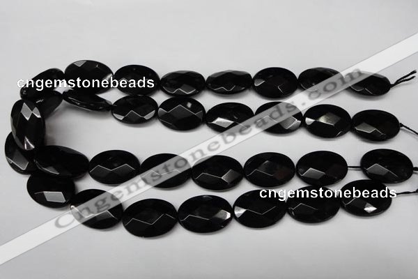 CON67 15.5 inches 18*25mm faceted oval black onyx gemstone beads