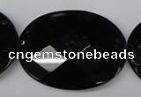 CON70 15.5 inches 30*40mm faceted oval black onyx gemstone beads