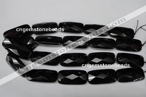 CON93 15.5 inches 20*40mm faceted rectangle black onyx gemstone beads