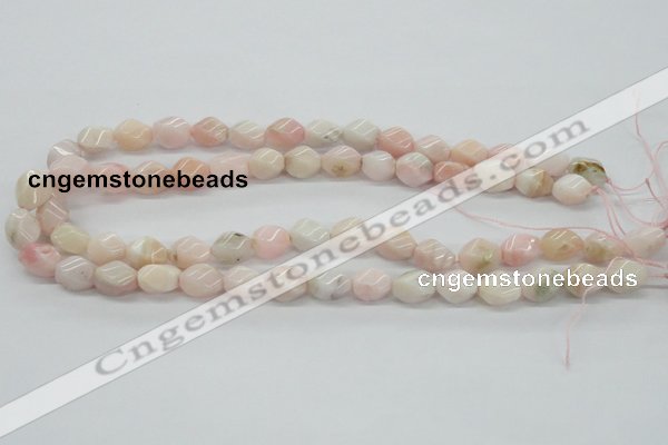 COP06 15.5 inches 9*12mm twisted rice natural pink opal beads wholesale