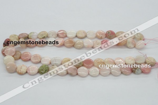 COP09 15.5 inches 14mm flat round natural pink opal beads wholesale