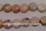 COP1012 15.5 inches 10mm flat round natural pink opal gemstone beads
