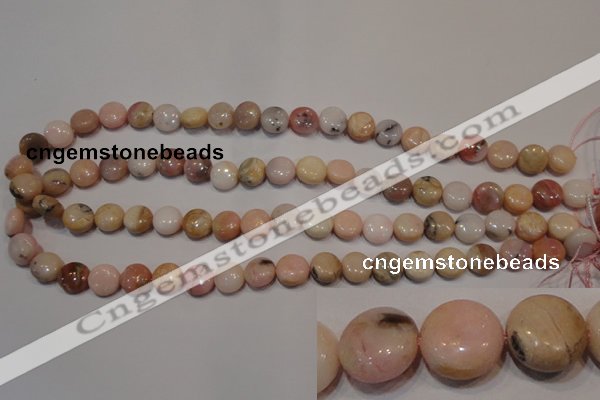 COP1012 15.5 inches 10mm flat round natural pink opal gemstone beads